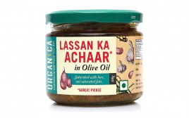 Organica Lassan Ka Achaar In Olive Oil, Garlic Pickle  Glass Jar  300 grams